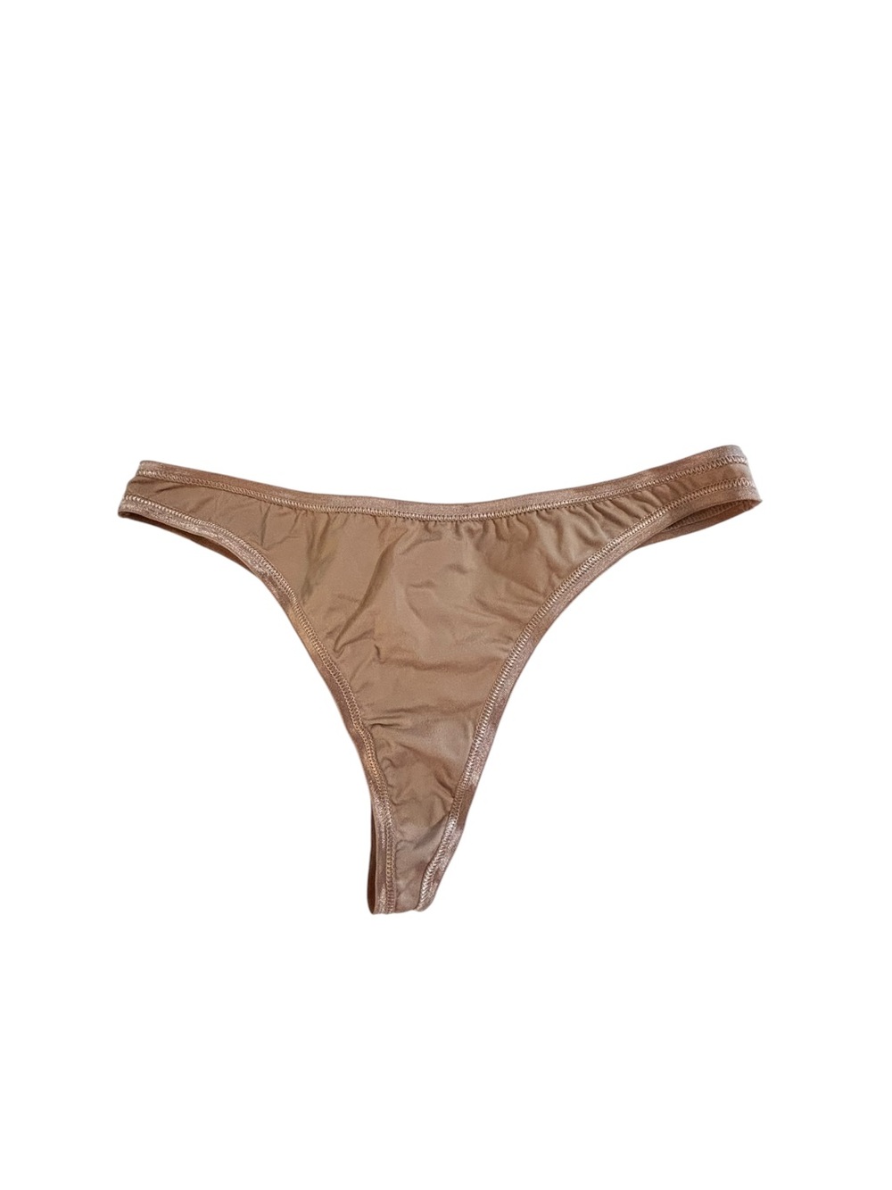 Necessary Objects Satin Thong Panties Size 7 Nude Shimmer Y2K